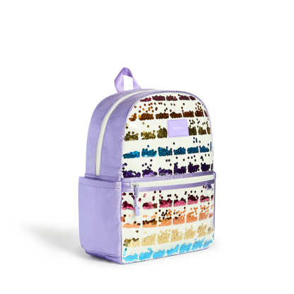 STATE Bags Kane Backpack Lilac Quilted Sequins Side View Click to Zoom