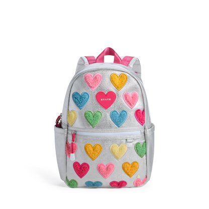 STATE Bags Kane Mini Backpack Happy Fuzzy Hearts Front View Click to Zoom