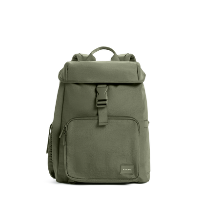 STATE Bags Nevie Backpack Crinkle Nylon Olive Front View Click to Zoom