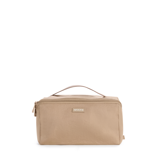 STATE Bags Peri Toiletry Kit Crinkle Nylon Affogato Front View Click to Zoom