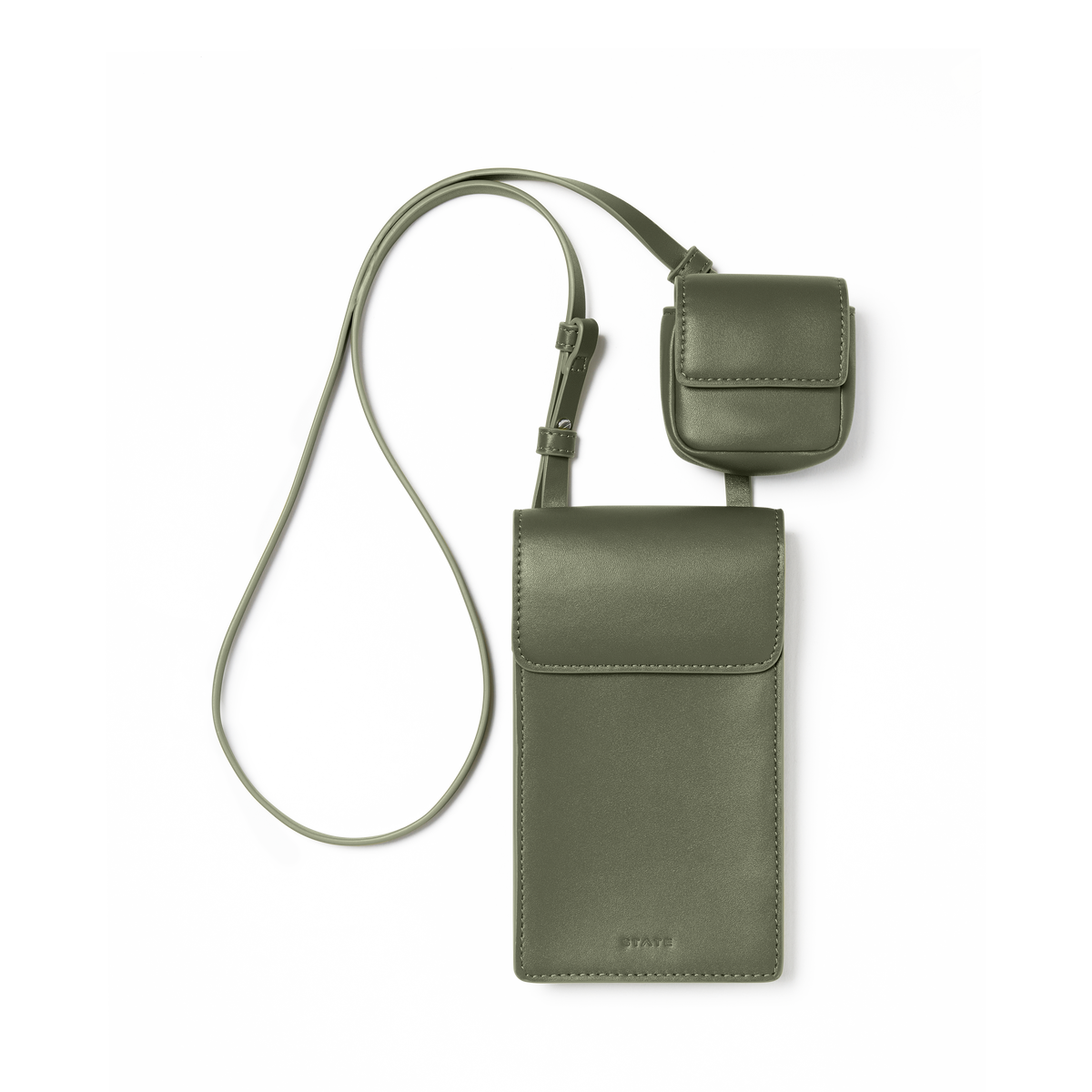 STATE Bags Georgia Phone Sling PU Leather Olive Front View Click to Zoom
