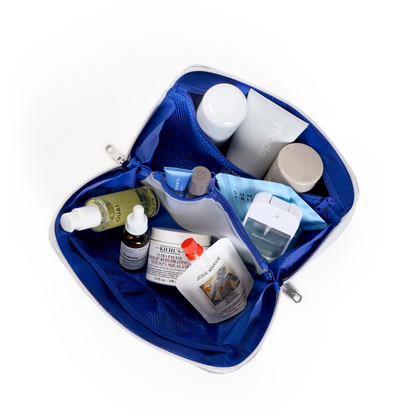 STATE Bags Peri Toiletry Kit Apple Leather Silver/Cobalt Interior View Click to zoom