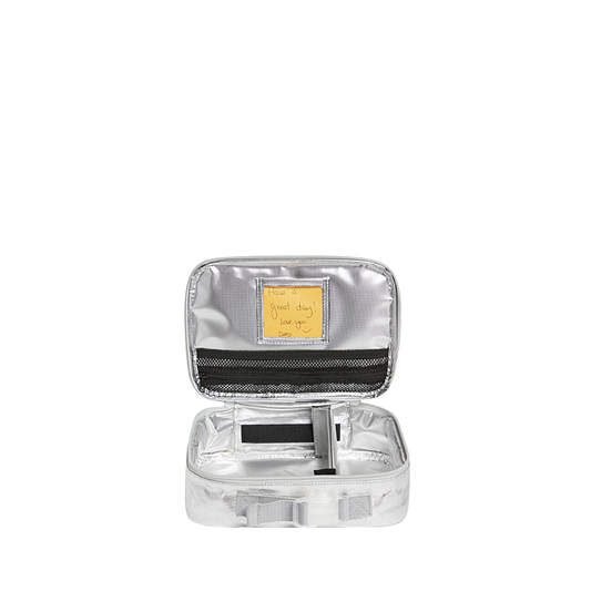 state bags rodgers lunch box metallic silver interior front view click to zoom